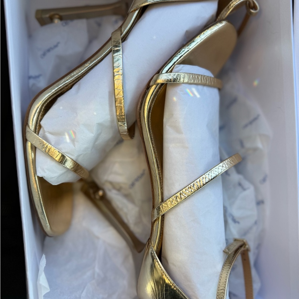 Off-White Gold Strappy Heels